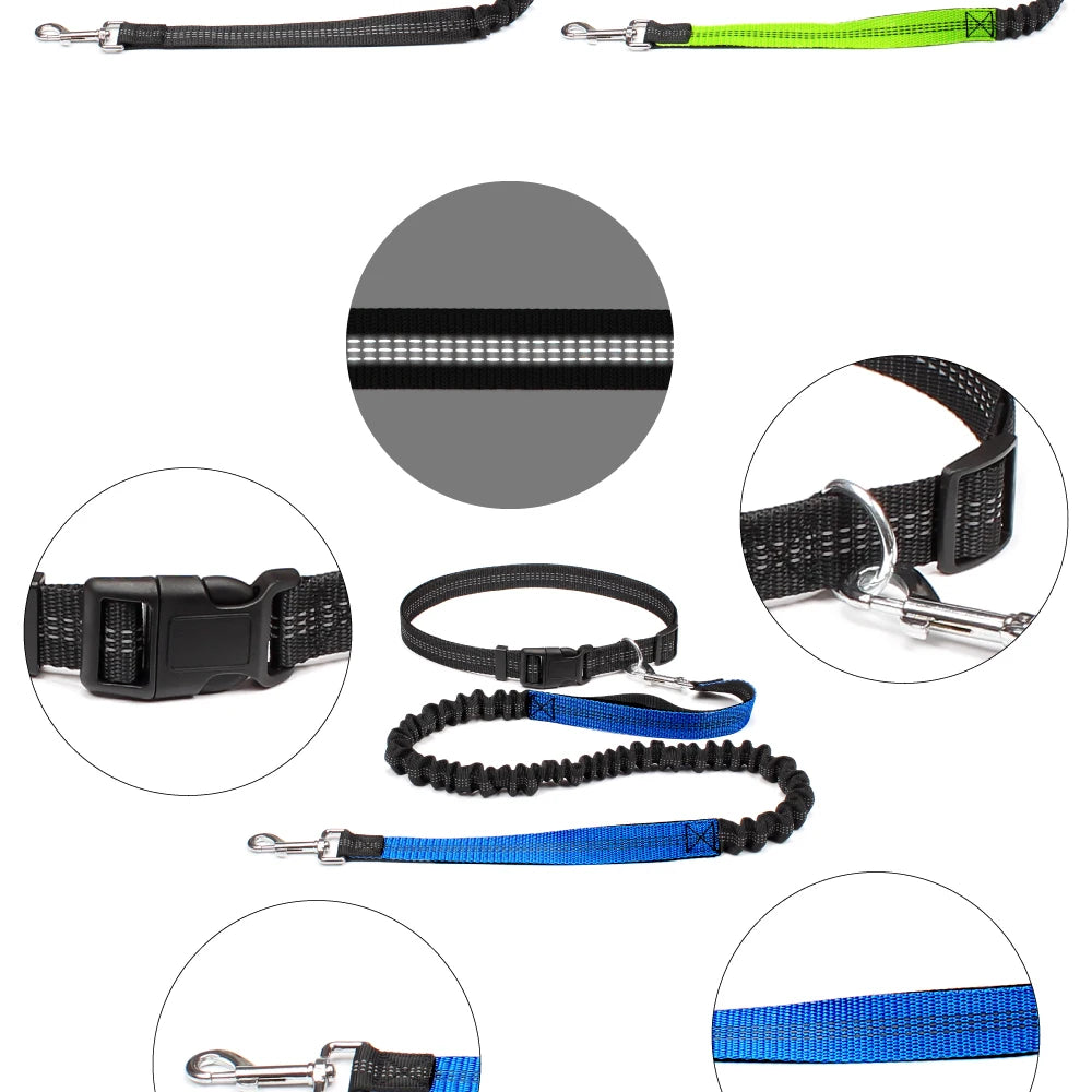 Dog Leash Hands Free Retractable Traction Rope Pet Walking Running Adjustable Waist Belt Elastic Reflective leash Pet Supplies