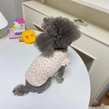 Floral Dog Vest for Summer – Flying Sleeve Girl Dog T-Shirt