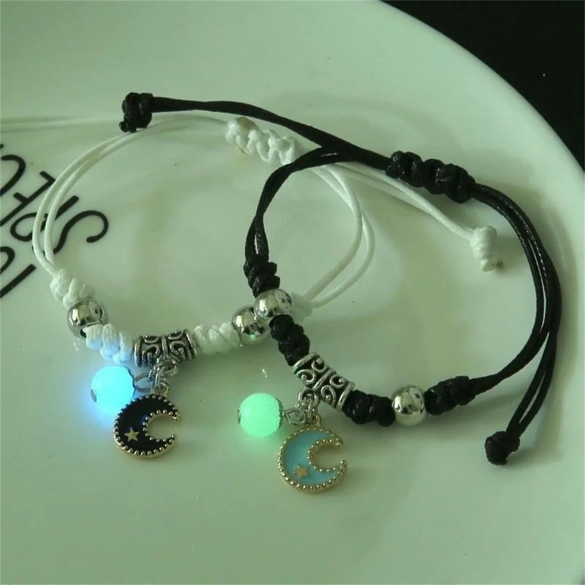 Fashion Luminous Beads Star Couple Bracelet For Women Men Charm Cat Flower Heart Key Lock Cross Matching Friend Bracelet