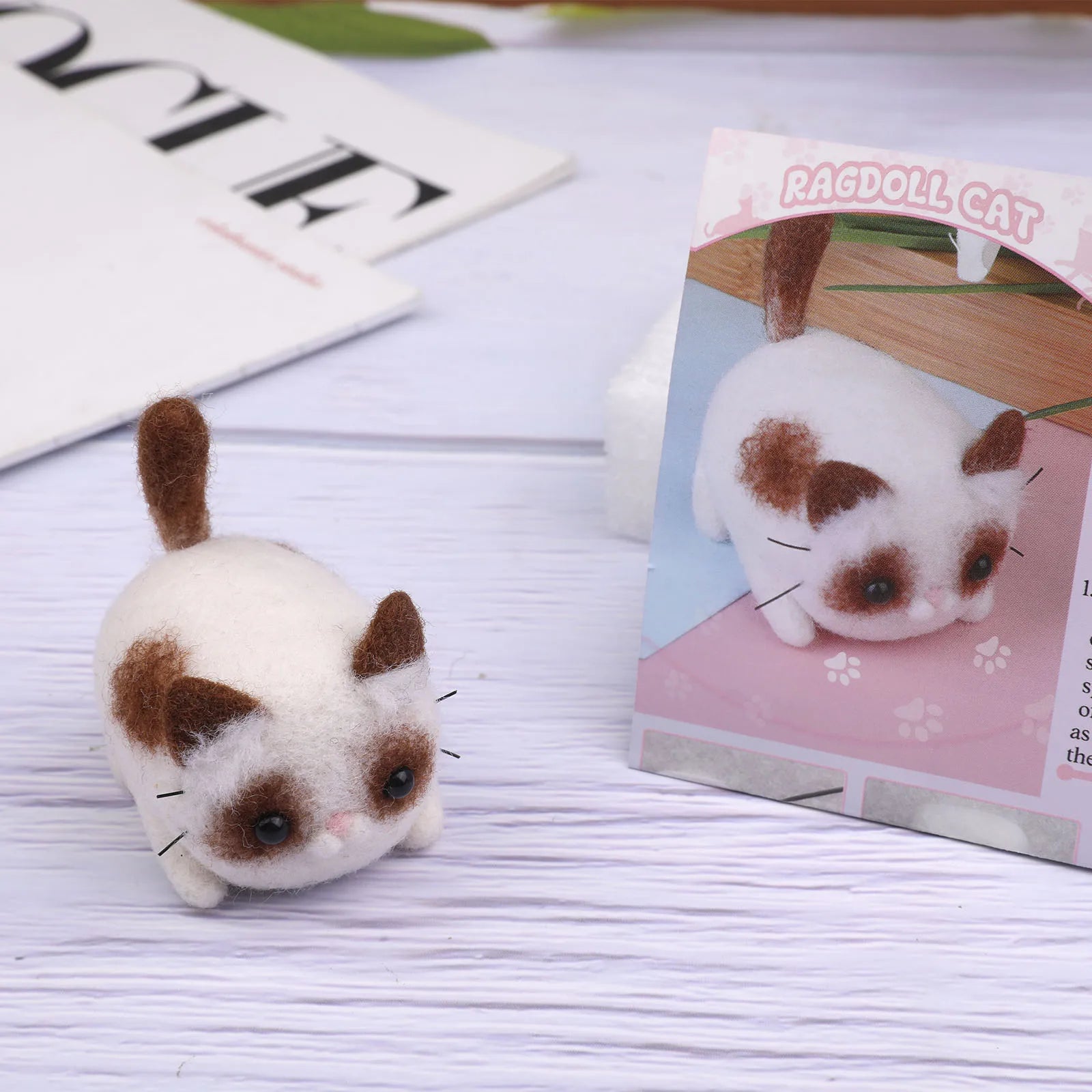 KRABALL Non-Finished Dog Cat Handmade Wool Felting Material Package For Doll Making Toy DIY Child Gift Needle Felting Tool Kit