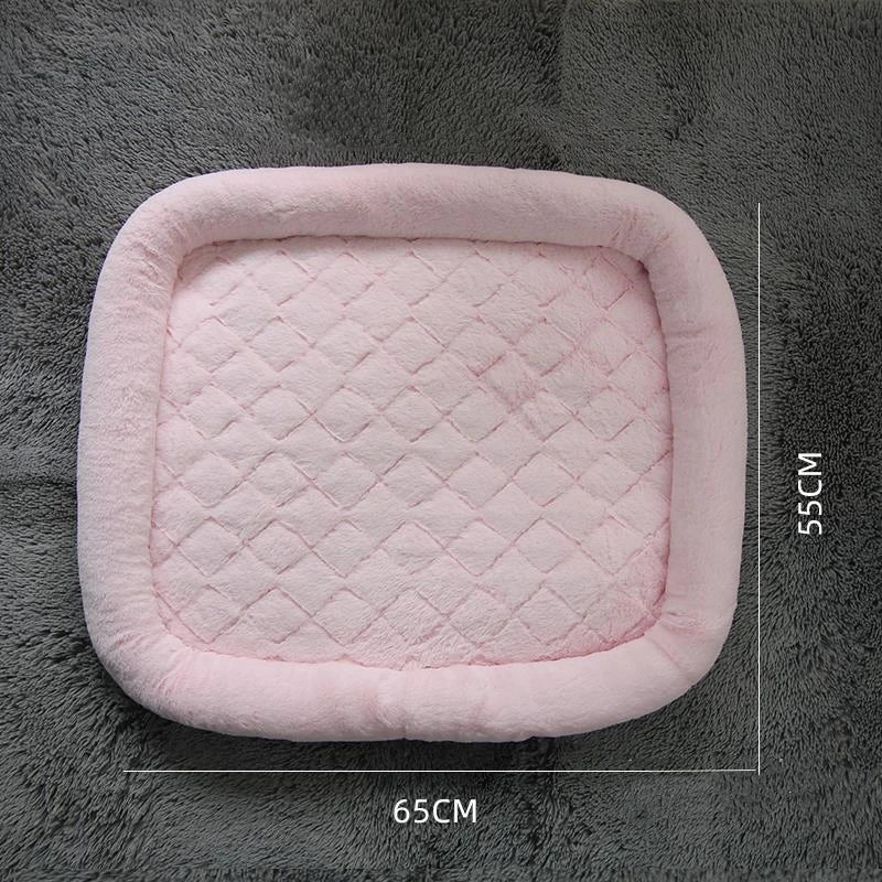 Thicken Plush Cat Bed Soft Warm Square Beige Grey Pink Cushion for Dogs Sleeping Sofa for Sphynx Cat Kittens Supplies in Winter