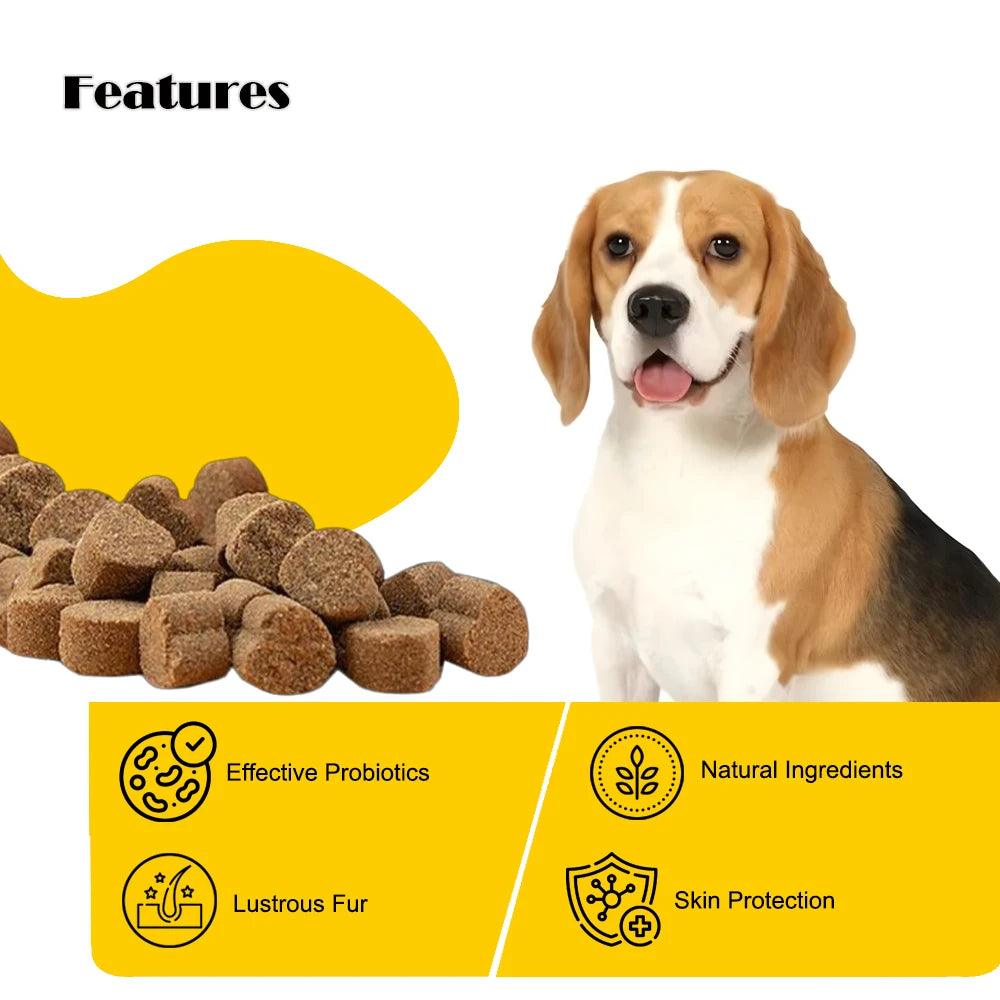 Pet Probiotic Soft Chews for Dogs Promote Healthy Skin & Coat, Alleviate Shedding & Relieve Itching Nutritional Supplement