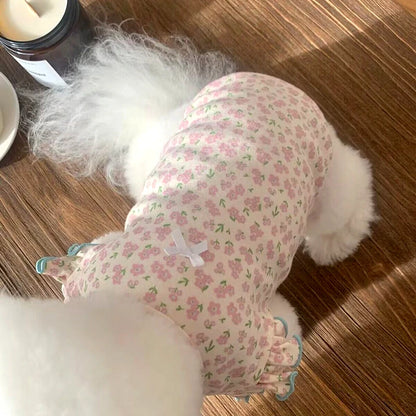 Floral Dog Vest for Summer – Flying Sleeve Girl Dog T-Shirt