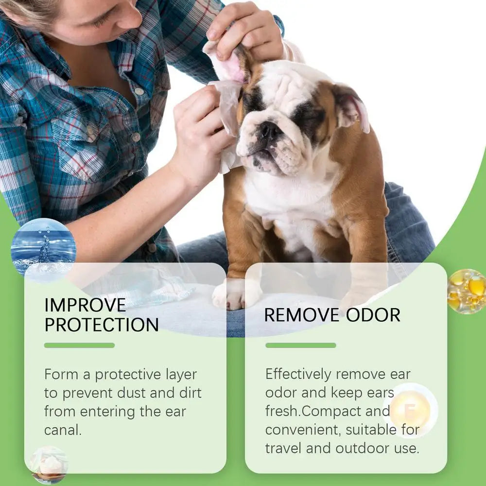 Dog Ear Cleaner Wipes Effective Cat Ear Wipes Dog Ear Cleaning Pads Soothing Dog Ear Cleaner Cat Ear Cleaner Wipes for Pet Dogs