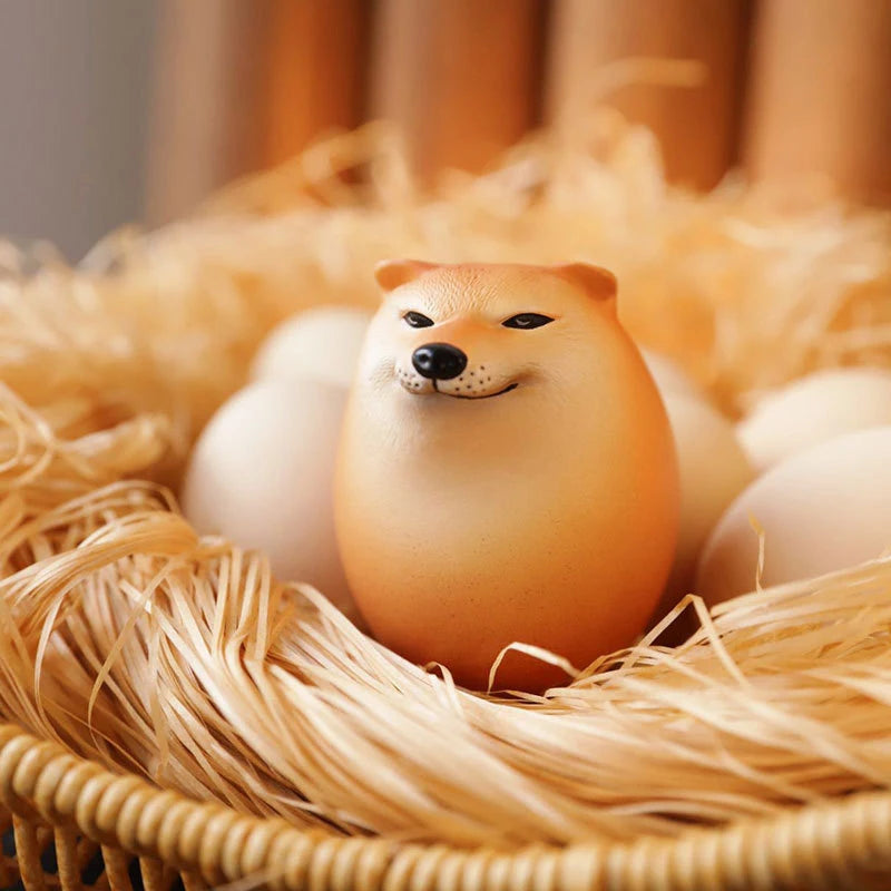 1PCS Creative Shiba Inu Realistic Egg Shape PVC Desk Decor Dog & Egg Union Decorations For Home Offices Fun