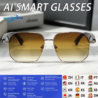 2025 AI Smart Glasses Pro Real-Time 17 Language Translator Bluetooth 5.4 HD Call UV400 Sunglasses Touch Remote Camera For Xiaomi