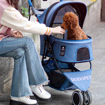 Small and Medium Sized High Landscape Pet Stroller One Click Folding Outdoor Dog Walking Cart Stylish and Breathable Tricycle