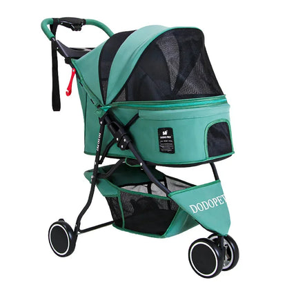 Small and Medium Sized High Landscape Pet Stroller One Click Folding Outdoor Dog Walking Cart Stylish and Breathable Tricycle