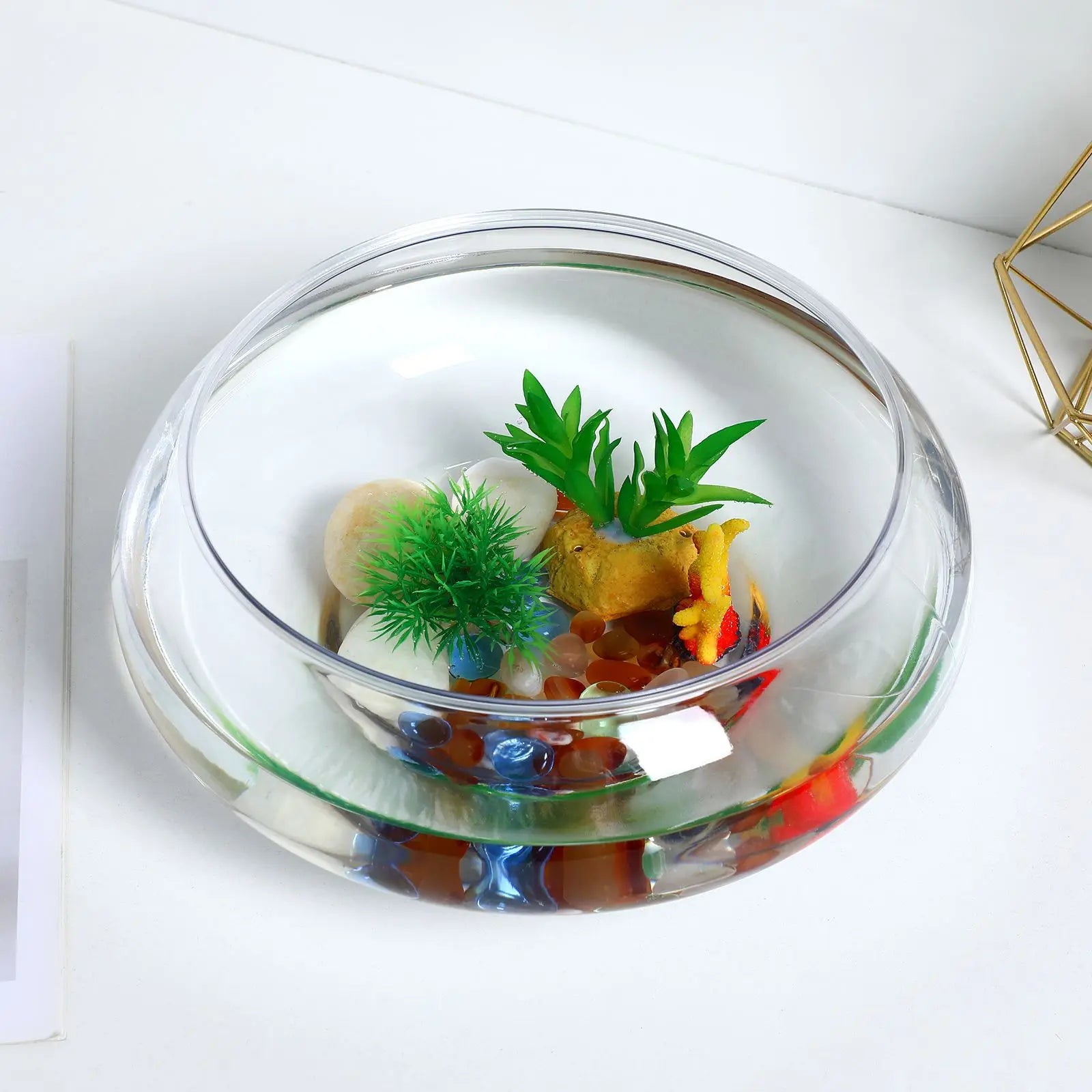 Transparent Fish Tank plastic Aquarium Tank Multi-function Betta Goldfish Tank Hydroponic vessel Desktop Tank home Office Decors