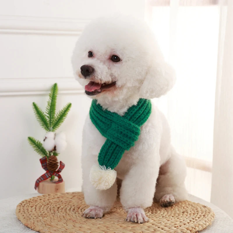 Winter Warm Knitted Pet Scarf Christmas Dog Scarf Collar New Year Pet Scarf for Small Medium Dog Teddy Chihuahua Dog Accessories