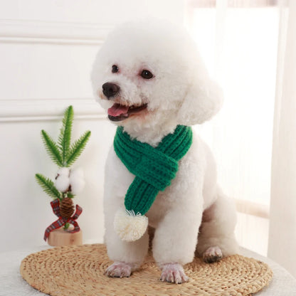Winter Warm Knitted Pet Scarf Christmas Dog Scarf Collar New Year Pet Scarf for Small Medium Dog Teddy Chihuahua Dog Accessories