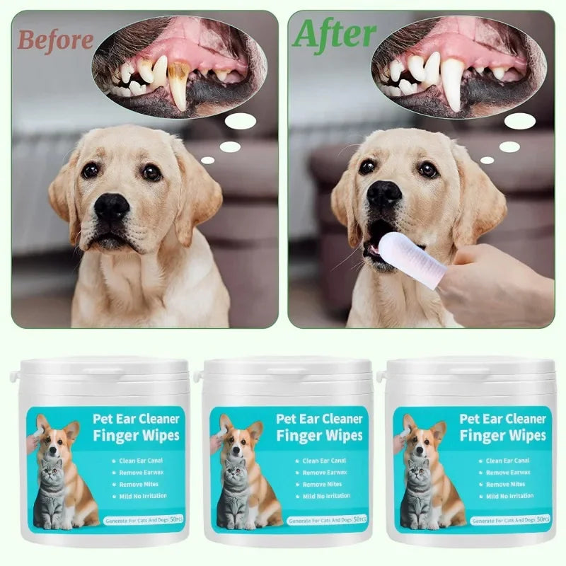 Pet Cleaning Wipes Disposable Eye Cleaning Wipes Teeth Ear Care Fingertips Cat Dog Mite Cleaning Fingertips Towels Pet Products