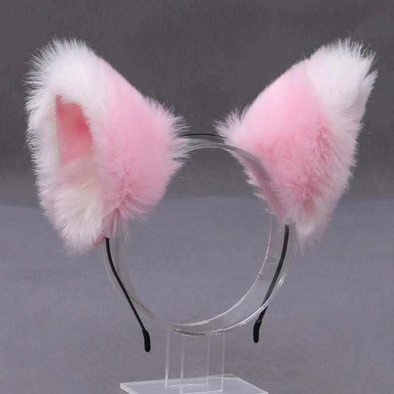 Fox Cat Ear Plush Hair Hoops Cosplay Fluffy Plush Hairband Headband Women Girl Masquerade Party Headwear Hair Accessories