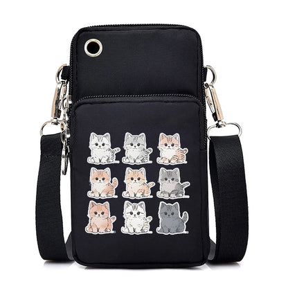 2024 Zipper Small Crossbody Bags Cartoon Anime Cat Women's Shoulder Purses and Handbags Girls Fashion Animal Mobile Phone Bag