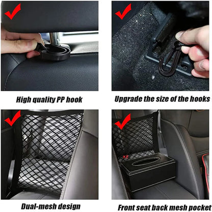 Dog Car Net Barrier Pet Travel Safety Barrier Car Carrier Rear Seat Fence Anti-collision for Child and Pets with Storage Bag