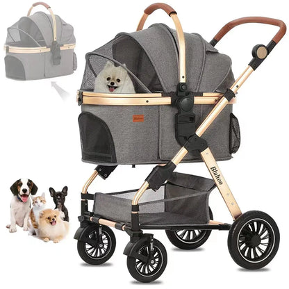 Pet Stroller Can Be Detached for Cats and Dogs The Large Space Is Comfortable and The Dog Stroller Is Easy To Fold