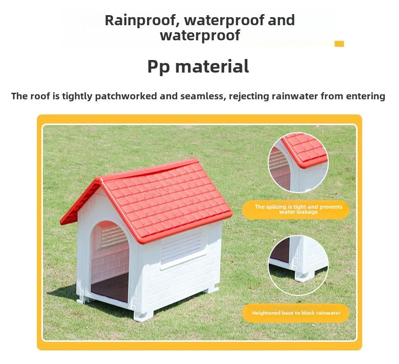 Outdoor Plastic Dog Kennel – Rainproof, Ventilated, Detachable