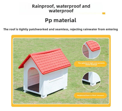 Outdoor Plastic Dog Kennel – Rainproof, Ventilated, Detachable