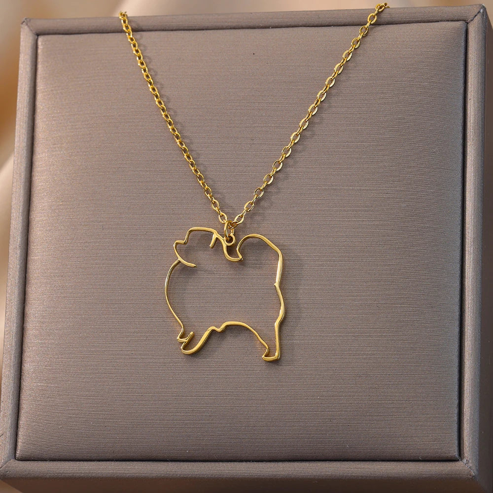 Stainless Steel Dog Necklaces For Women Men Gold Color Pet Animal Pendant Necklace Jewelry Male Female Fashion Neck Chain Gift