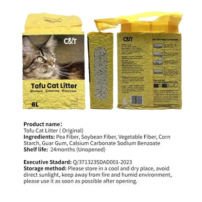 English tofu cat litter deodorizing, dust-free, clumping, compact cat litter factory 6L pack7.5