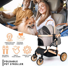 Folding 4 Wheels Dog Trolley Pet Jogger for Small Medium Dogs Travel