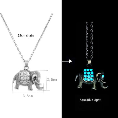 Luminous Glowing Lotus Cat Snake Ox Elephant Pendant Necklace Glow In The Dark Tree Necklace for Men Women  Halloween Gift