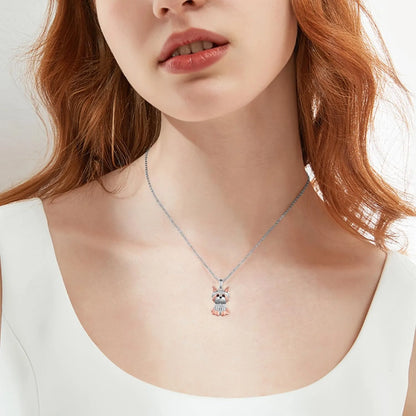 Creative Cute Two-Color Yorkshire Pendant Necklace for Women Pet Puppy Jewelry Animal Accessories Birthday Gift for Dog Lovers