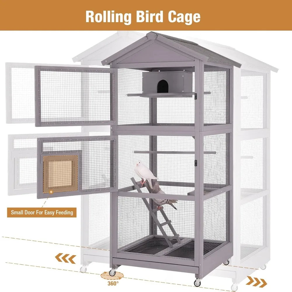 Bird Cage Outdoor Parakeet Cage Large Wooden Aviary Indoor Parrot House