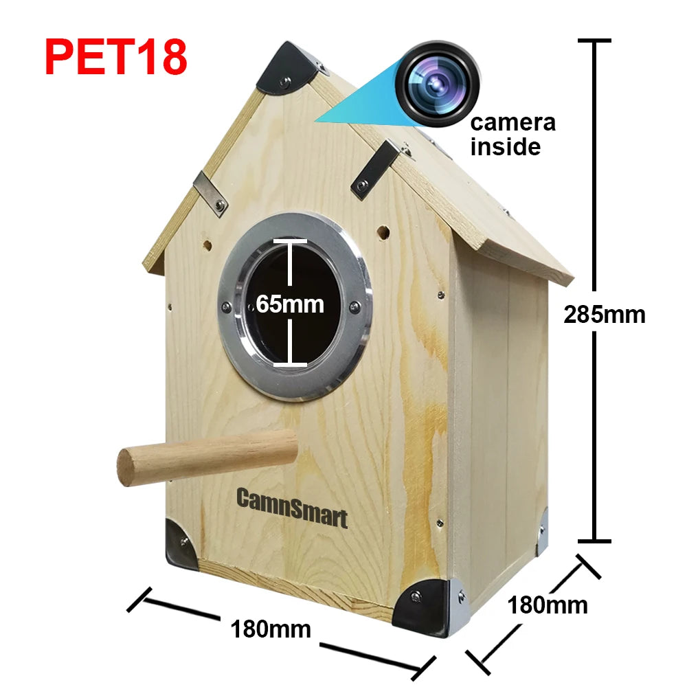 Nest for Birds with Camera Monitor Parrot Cage Pet House 360 Panoramic Secure Protection Cellphone APP Remote View Smart Motion