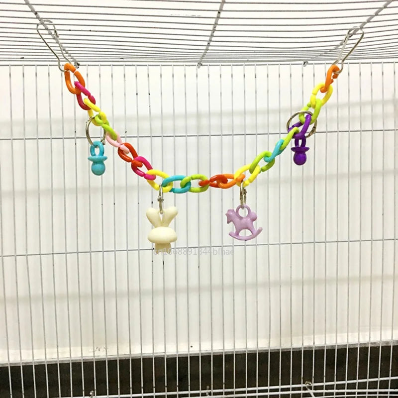 Pet Supplies Toy Parrot Toys Colorful Acrylic Bridge Cage Bird Funny Hanging Accessories Swing Toys Chain Exercise