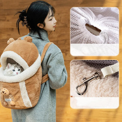 Kangaroo Carring Bag for Dogs Plush Keep warm bag Puppy Bicycle Moving Backpack  Pet Anti-escape Carrier Large Cat transporting