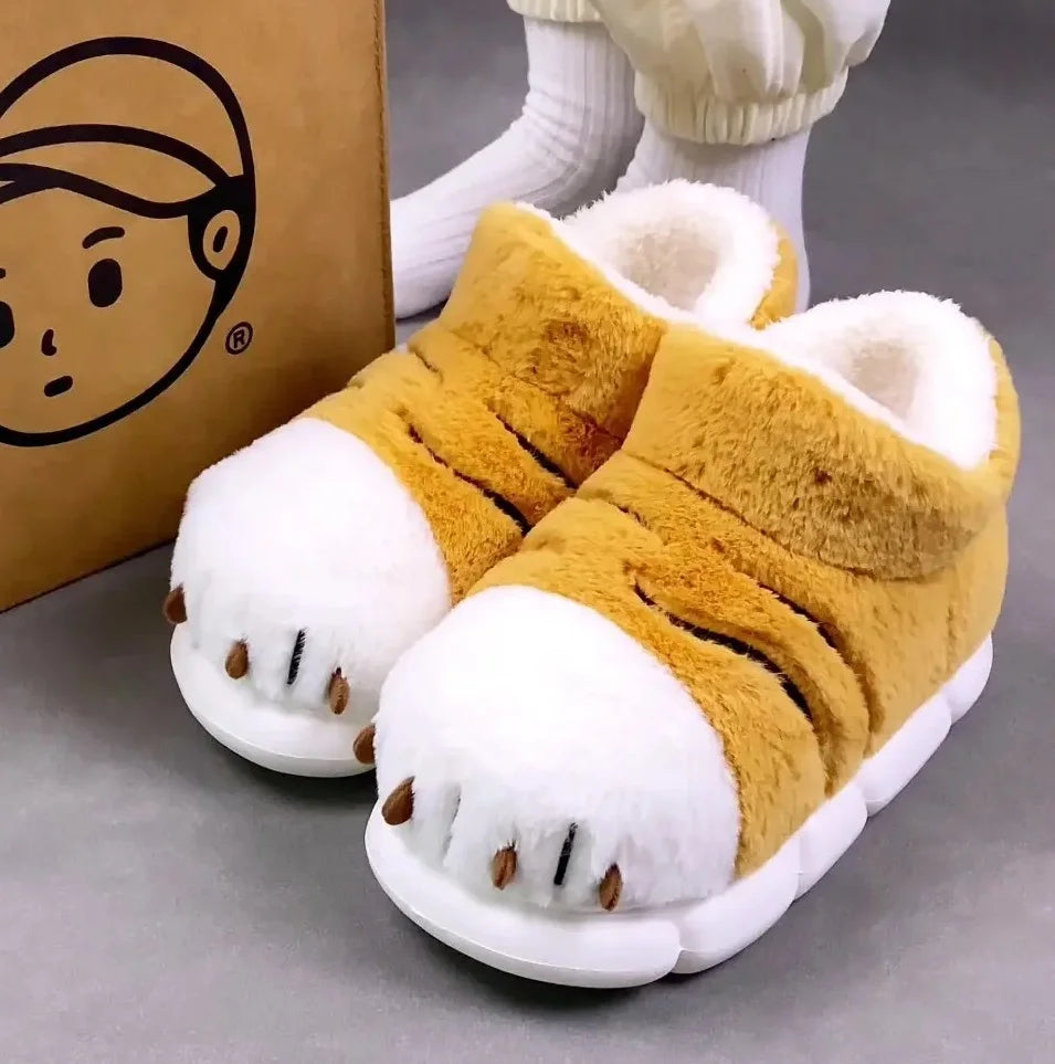 Cuddly Hug Cat Slippers Women Men Winter Home Slides Kawaii Floor Shoes Furry Slippers Girl White Mules Funny Cute Gift Slippers