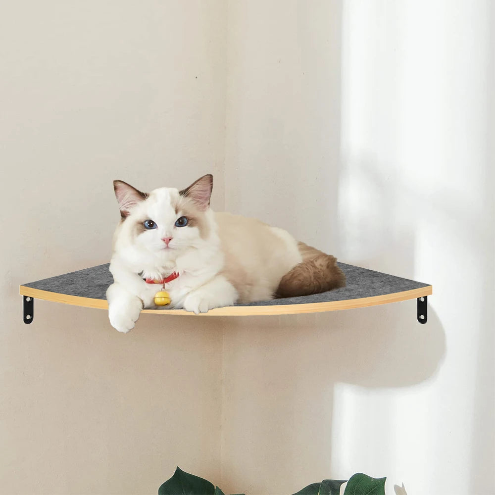 Cat Wall Mounted Shelf Steps Curved Cat Bed Shelves Corner Perches Hammock for Sleeping Climbing Scratching Post Pet Furniture