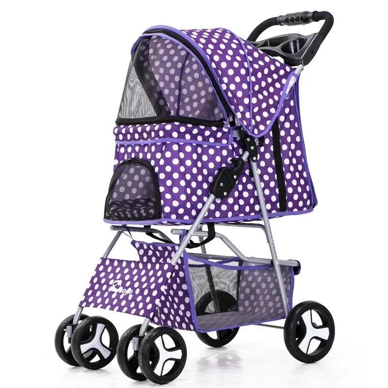 Portable Foldable Pet Stroller Four Wheel with Sunroof