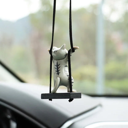 Car Pendant Creative Cute Branch Cat Rearview Mirror Pendant Car Interior Decoration Car Interior Accessories Para Auto