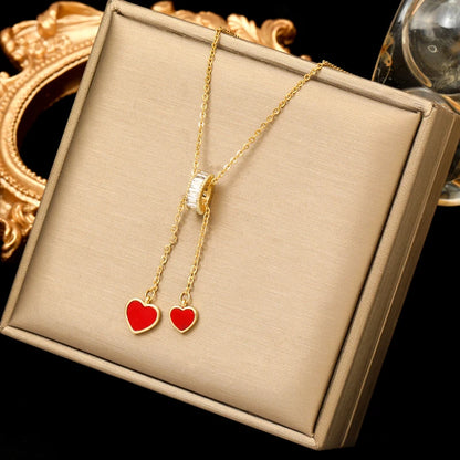 EILIECK 316L Stainless Steel Moon Pearl Zircon Puppy Pendant Necklace For Women Girl New Fashion Neck Chain Jewelry Gift Bijoux