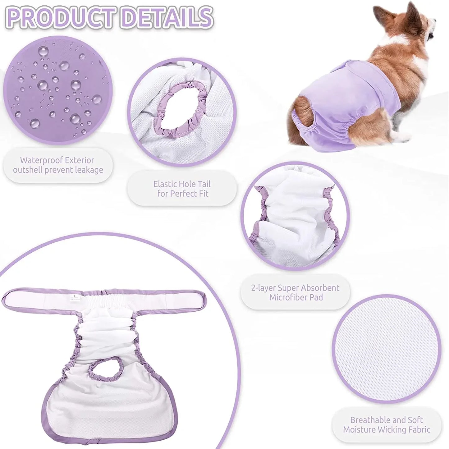 Reusable Female Dog Diapers – Washable, Absorbent & Leakproof