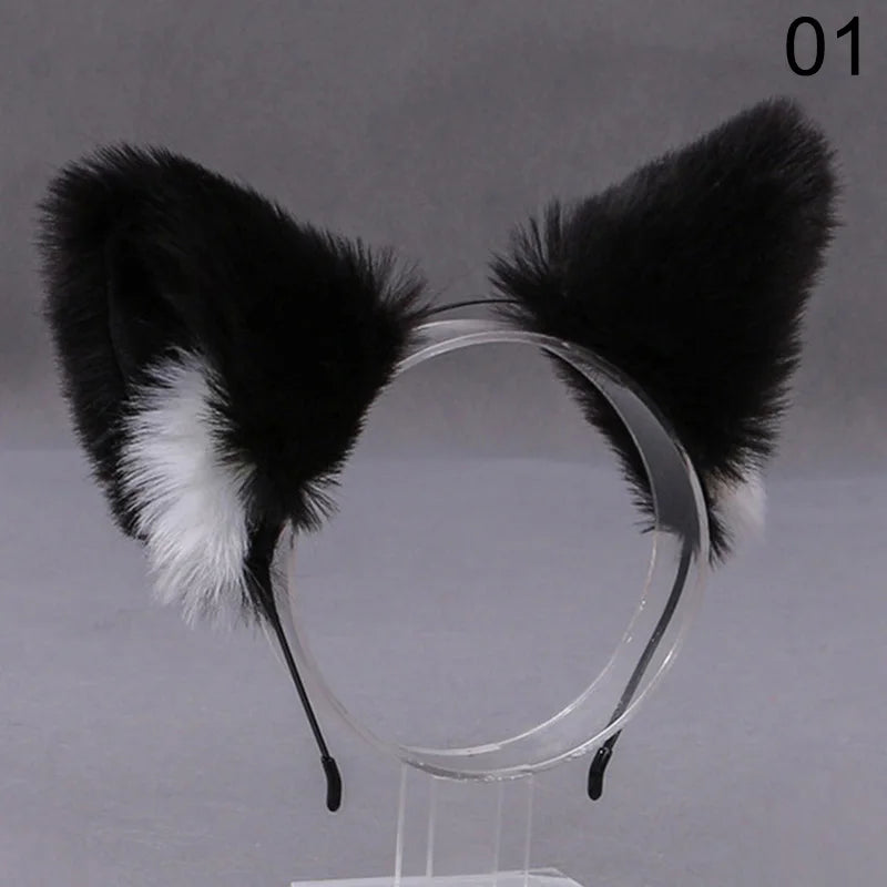 Fox Cat Ear Plush Hair Hoops Cosplay Fluffy Plush Hairband Headband Women Girl Masquerade Party Headwear Hair Accessories