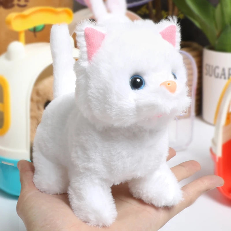 Children Pretend Play Simulation Plush Animals Eelectric Walking Cute Stuffed Dog Cat Backpack