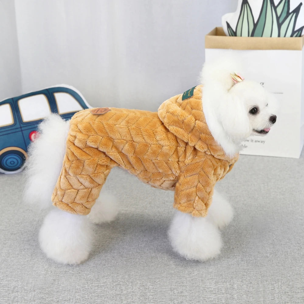 Winter Pet Dog Clothes Thicker Polyester Cotton Coat Jumpsuit Four-legged Down Jacket For French Bulldog Puppy Chihuahua