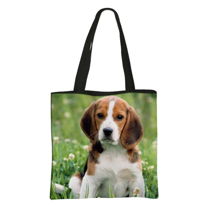 Jack Russell Terrier Women Tote Bag Labrador Print Pets Dog Student Casual Daily Use Single Handbags Portable Shoulder Bag Gift