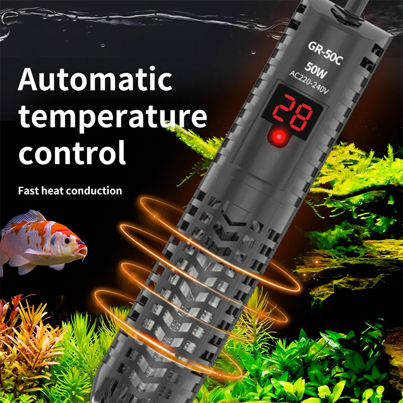 500W Fish Tank Heater Rod Red Parrot Non-explosive Glass Digital Display Aquarium Thermostat Automatic For Heating Water Tanks