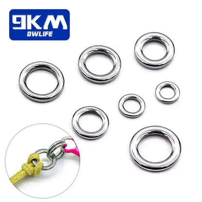 Fishing Solid Ring 20~100Pcs Fishing Lure Connectors Stainless Steel Snap Fishing Accessories Solid Ring Saltwater Tackle Chrome