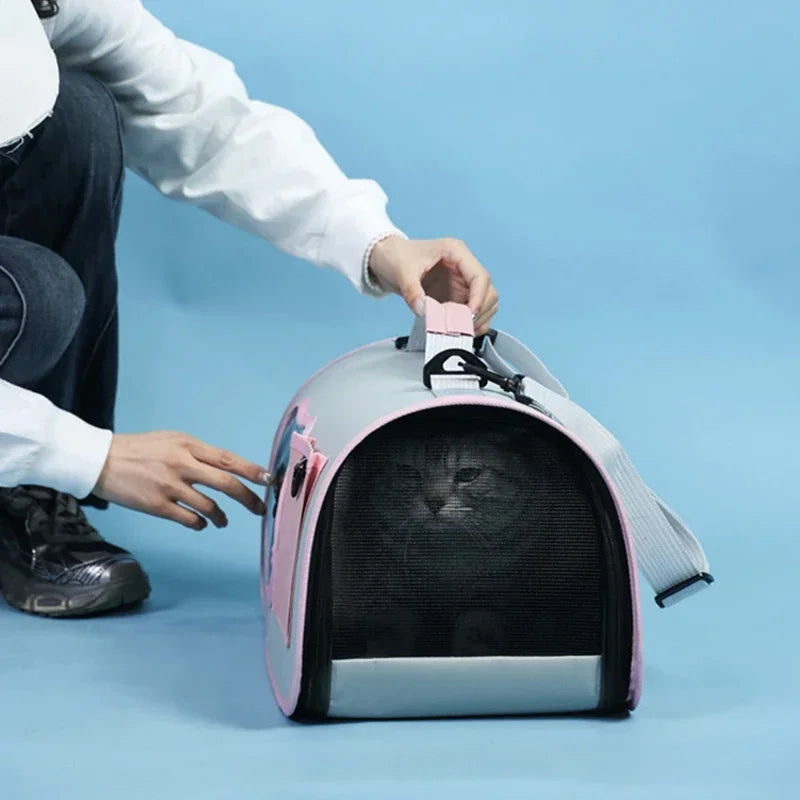 Cat Bag Portable Dog Tote Bag Breathable Backpack Carrier Small Dog Foldable Cat Carrier Large Space Travel Transport Bag