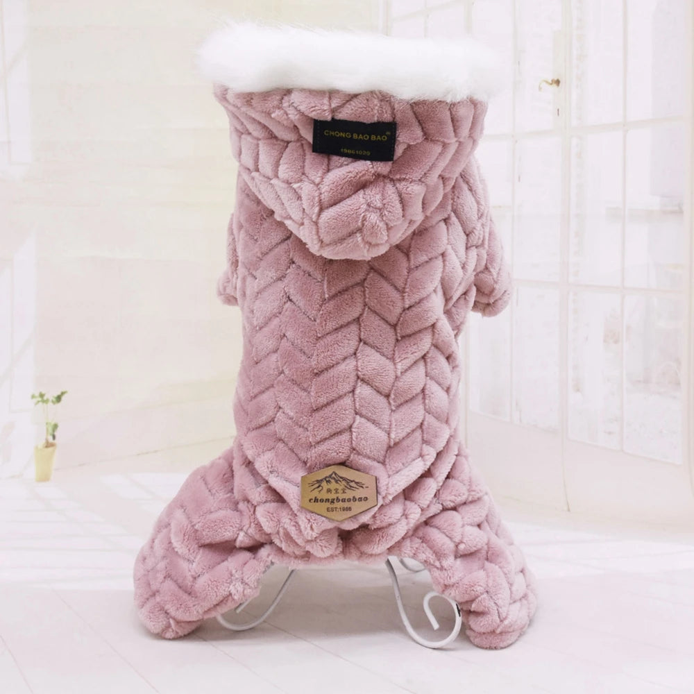 Winter Pet Dog Clothes Thicker Polyester Cotton Coat Jumpsuit Four-legged Down Jacket For French Bulldog Puppy Chihuahua