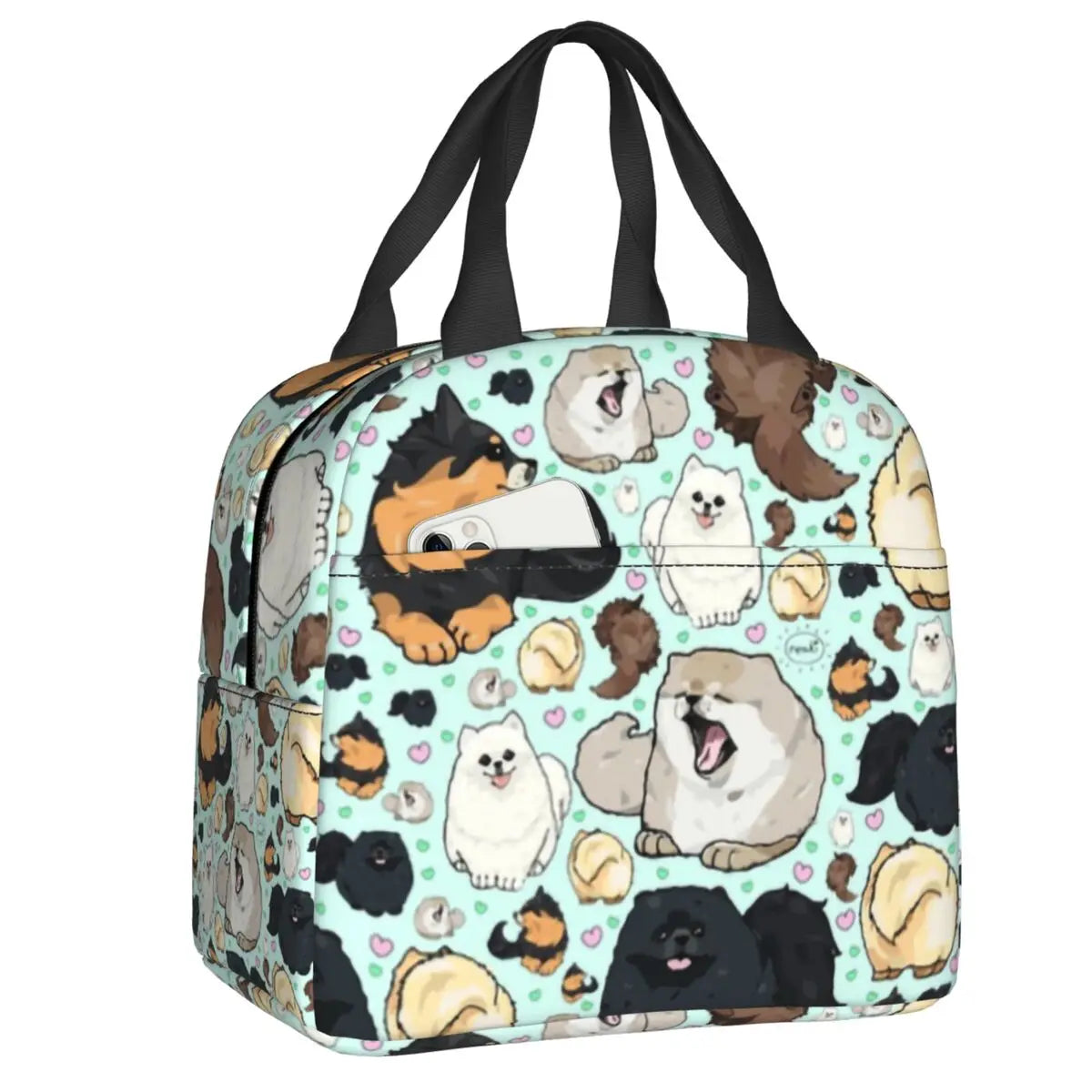 Cartoon Pomeranian Lunch Boxes Women Multifunction Spitz Dog Thermal Cooler Food Insulated Lunch Bag Office Work