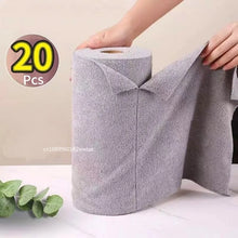 20捲/捲可重複使用清潔濕巾家用廚房抹布超細纖維毛巾捲洗碗布洗碗紙巾替換裝