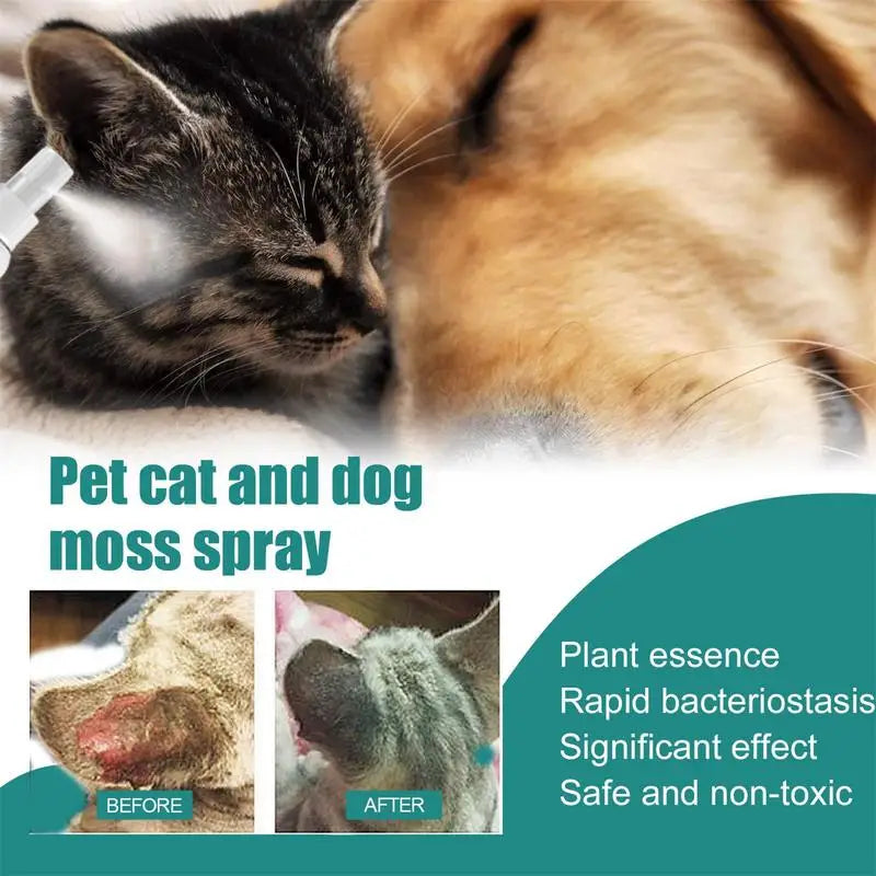 Pet Skin Care Spray 30ml Dogs and Cats Skin Problems Moss Spray Pet Cleaning Care Anti-Itch Spray Dog Cat Healthy Care Supplies