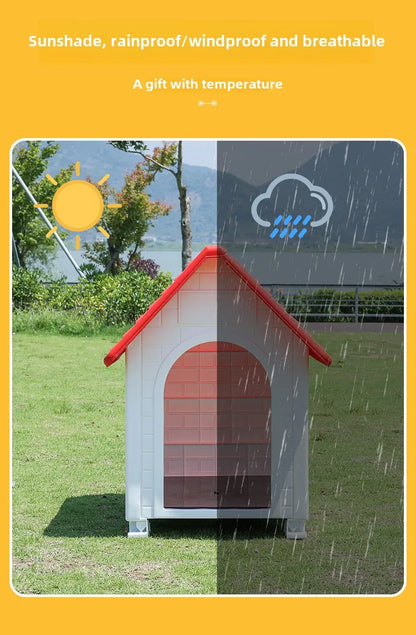 Outdoor Plastic Dog Kennel – Rainproof, Ventilated, Detachable