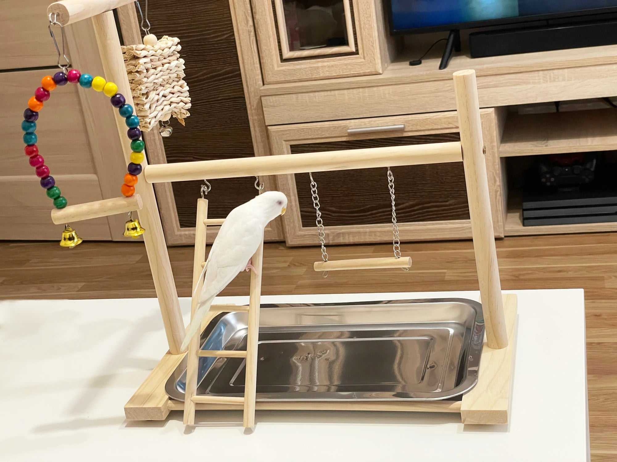 Bird Playground Perch Stand Feeding Cups Swing Climbing Ladder Parrot Playstand Exercise Playgym For Parakeet Cockatiel Lovebi